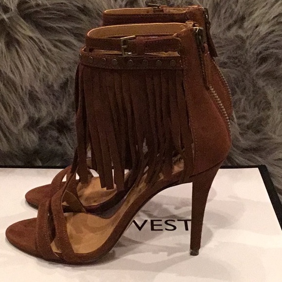 Nine West Brown Suede Fringe Sandal - Picture 4 of 8